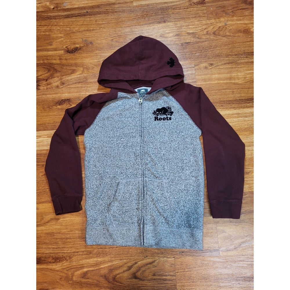 Roots Kids Hoodie Sweatshirt Youth XXL‎ 13-14 Full Zip Burgandy Red Graphic Boys
